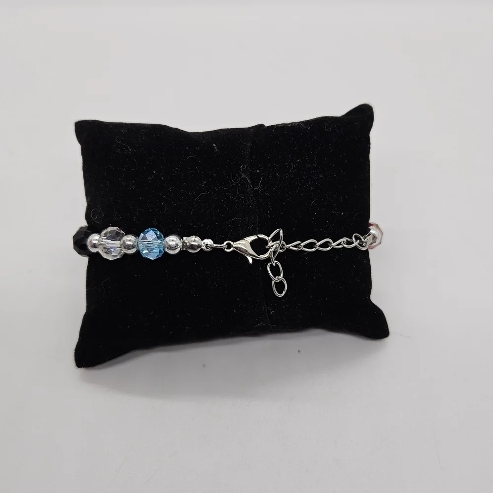 multicolor faceted glass bead bracelet